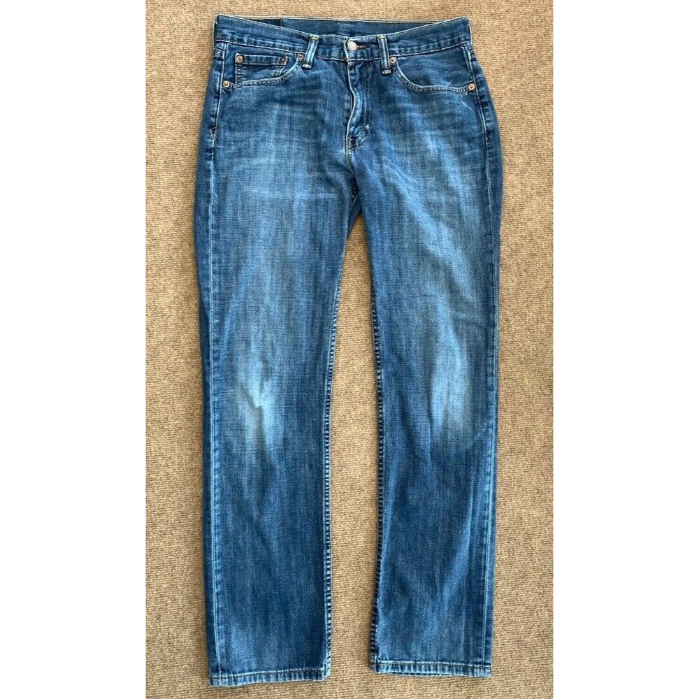 Levis 514 Straight Fit Jeans Mens 31x32 Mid Rise Whiskered Medium Wash Denim